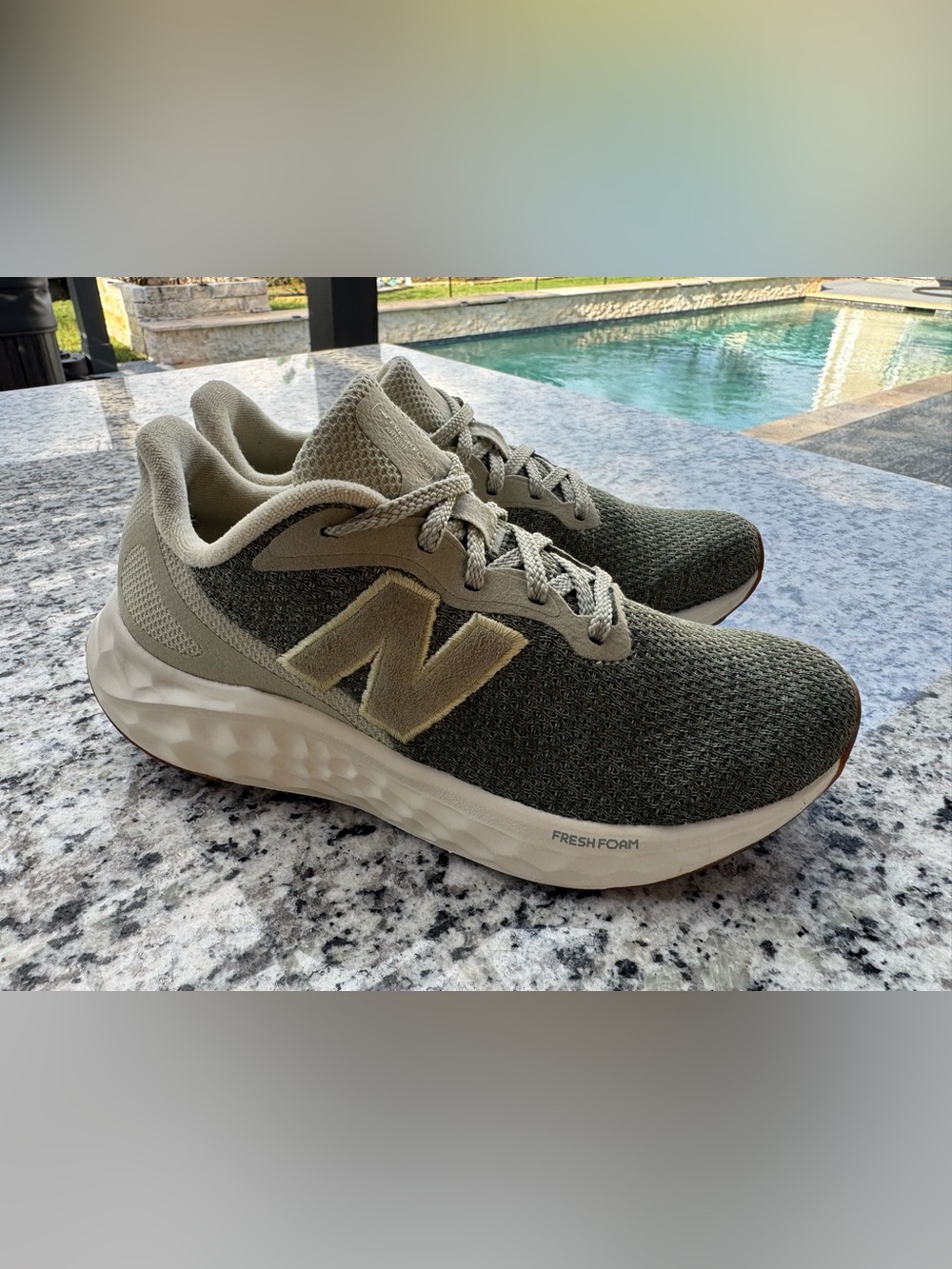 New Balance women’s Olive Green and Tan Fresh Foam Running Shoes